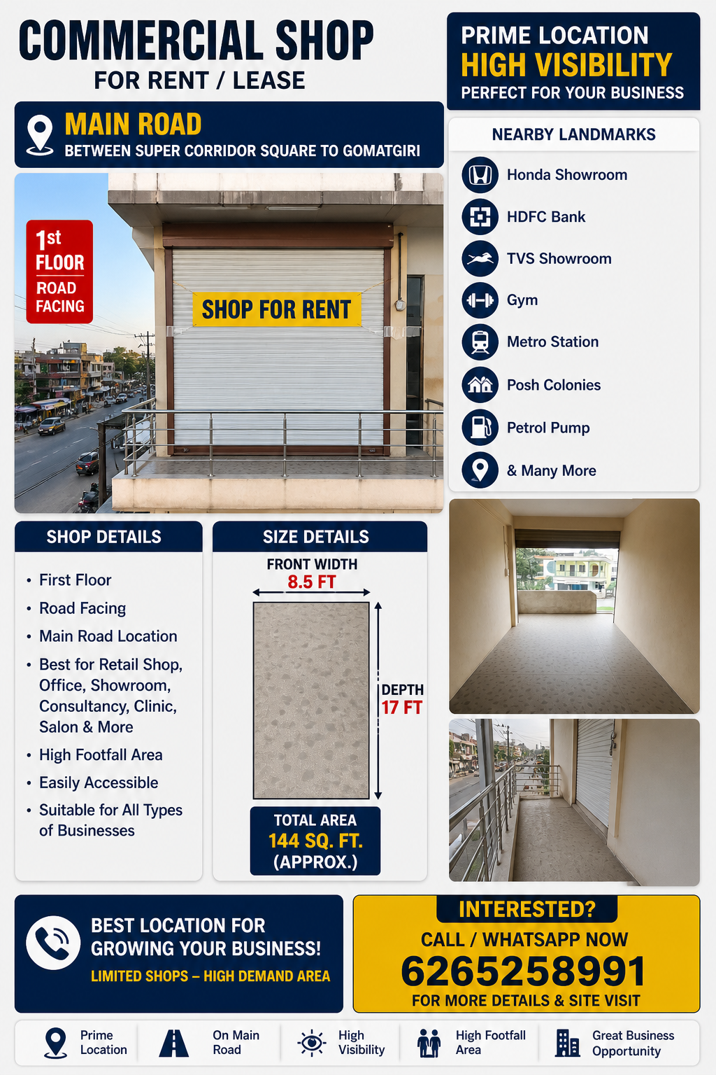 First Floor Shop on Main Road, Gandhi Nagar